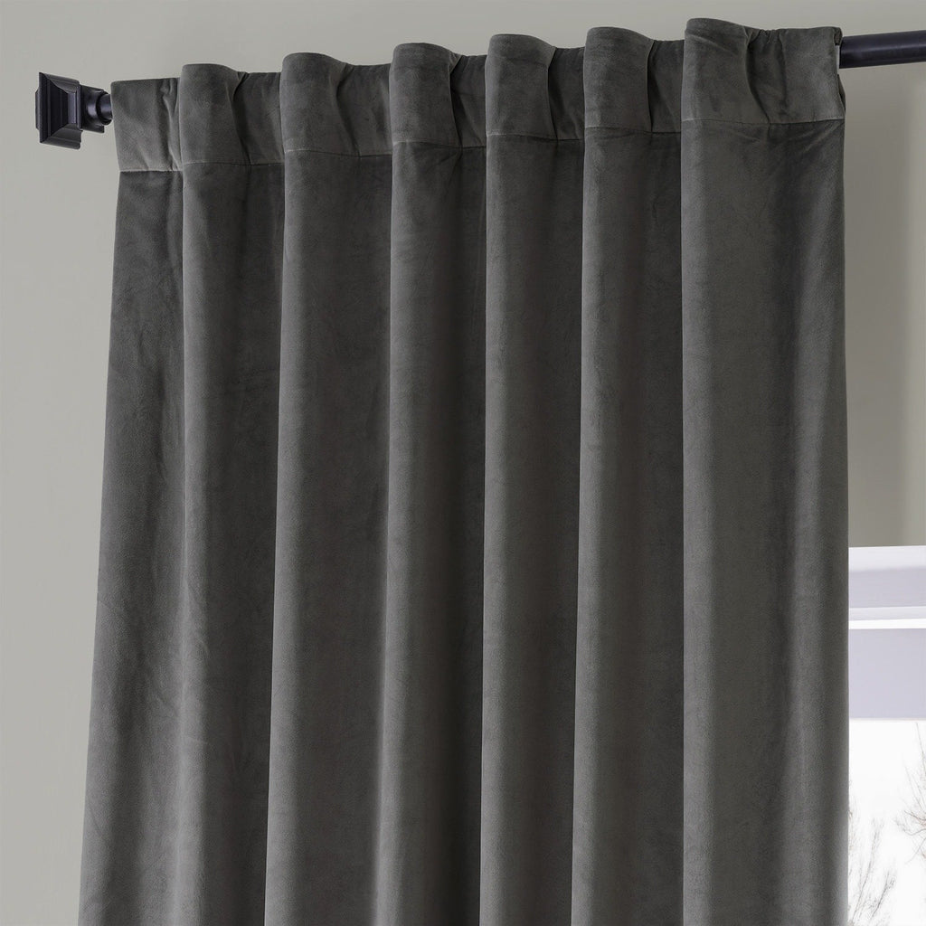 Exclusive Fabrics Signature Plush Velvet Hotel Blackout Curtains (1 Panel) - Luxury Soft Drapery for Light Control & Elegance