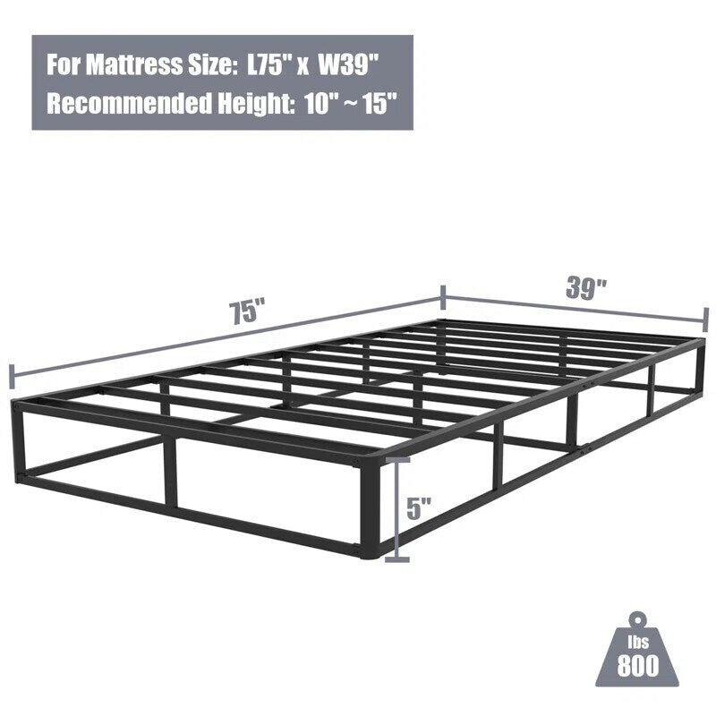 Ressort métallique à profil bas de 5 pouces, structure robuste avec revêtement gris