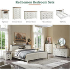 Commode haute en bois à 5 tiroirs de style ferme, commode pour chambre à coucher