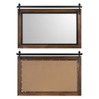 Farmhouse Barn Door Style Natural Wood Bathroom Vanity Wall Mirror