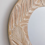 Miroir mural rond en bois sculpté de style ferme - 28 x 28
