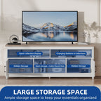 Meuble TV Farmhouse pouvant accueillir jusqu'à 65 téléviseurs avec portes et étagères ouvertes Console multimédia Prise de courant