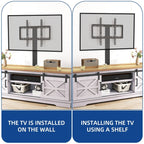 Meuble TV Farmhouse pouvant accueillir jusqu'à 65 téléviseurs avec portes et étagères ouvertes Console multimédia Prise de courant