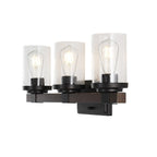Ferme Iron/Seeded Glass Rustic Farmhouse LED Vanity Light, by JONATHAN Y