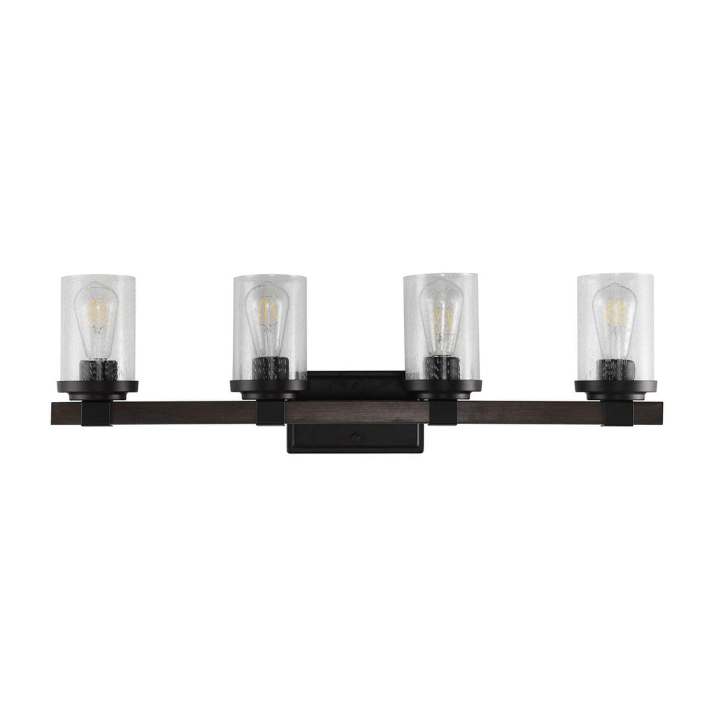 Ferme Iron/Seeded Glass Rustic Farmhouse LED Vanity Light, by JONATHAN Y