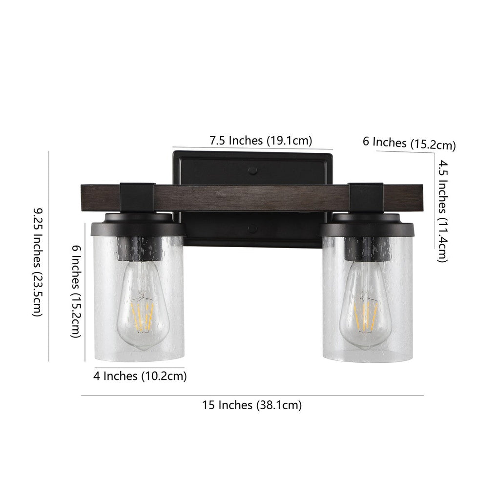 Ferme Iron/Seeded Glass Rustic Farmhouse LED Vanity Light, by JONATHAN Y