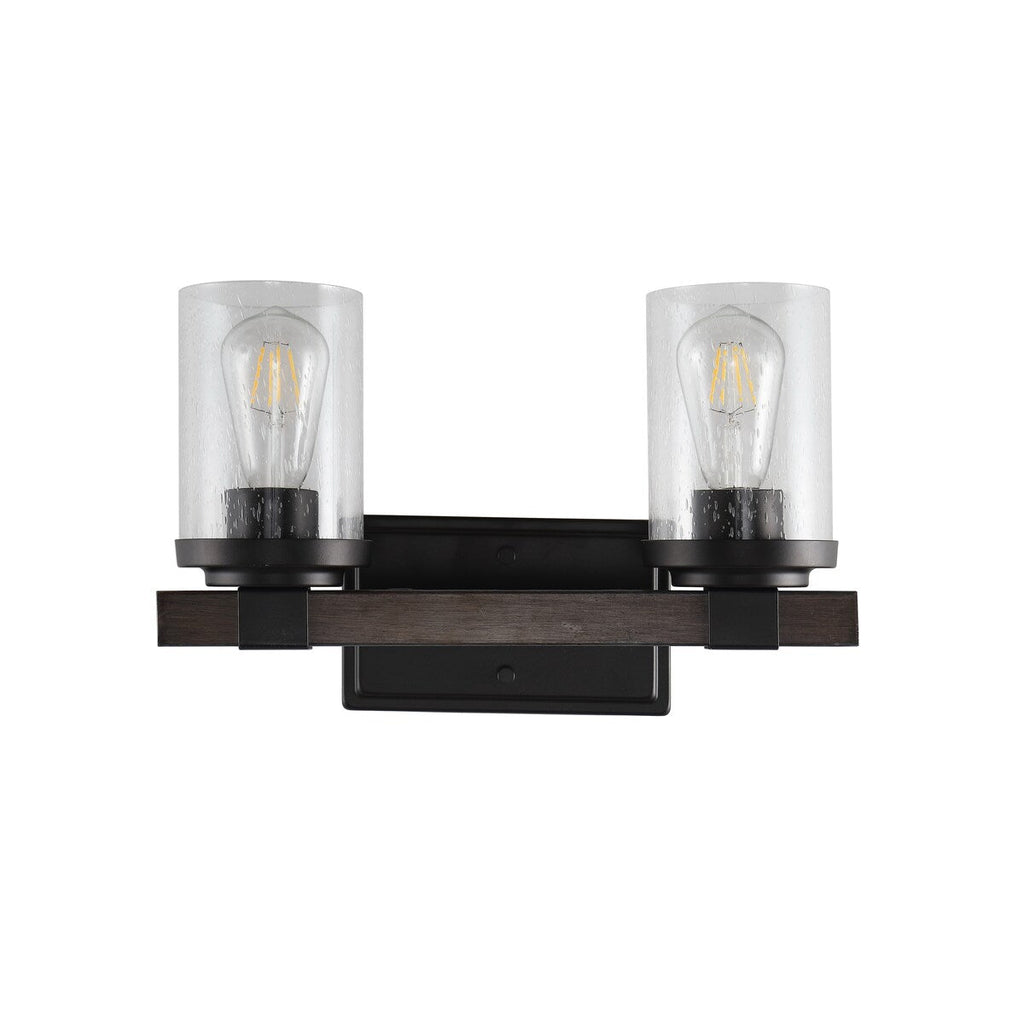 Ferme Iron/Seeded Glass Rustic Farmhouse LED Vanity Light, by JONATHAN Y