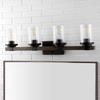 Ferme Iron/Seeded Glass Rustic Farmhouse LED Vanity Light, by JONATHAN Y