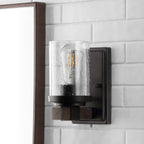 Ferme Iron/Seeded Glass Rustic Farmhouse LED Vanity Light, by JONATHAN Y