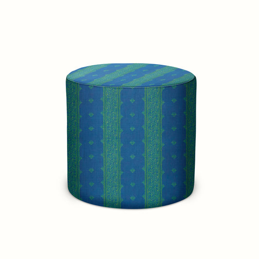 Pouf intérieur/extérieur en Peter Dunham Textiles Fez Vert/Indigo