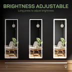 Miroir de sol avec éclairage LED, miroir pleine longueur 64 x 21 avec support, miroir suspendu, miroir mural, miroir intégral