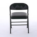 Folding Chairs with Leather Padded Seats Black 4-Pack