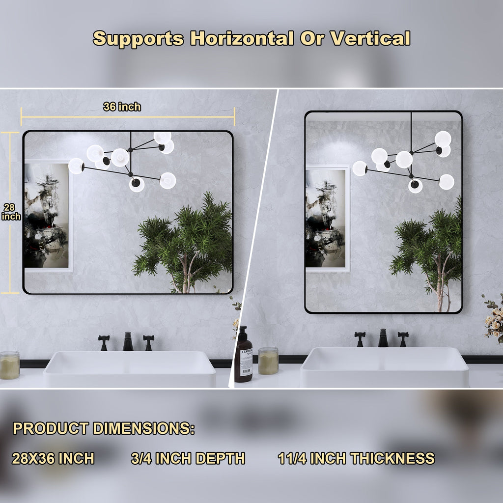 Framed Wall Mounted Bathroom Vanity Mirror