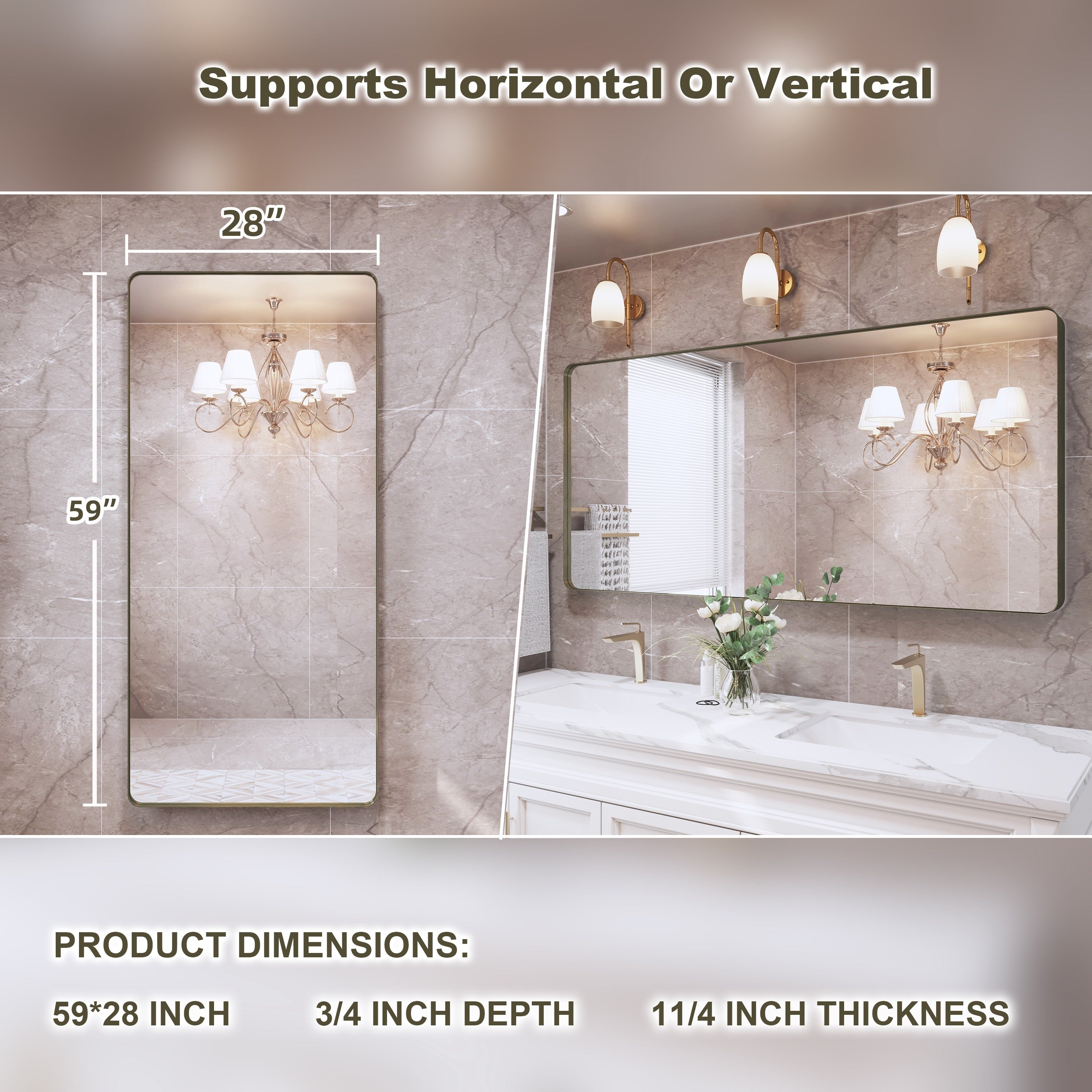 Framed Wall Mounted Bathroom Vanity Mirror