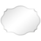 Miroir mural festonné élégant, oblong et biseauté, sans cadre