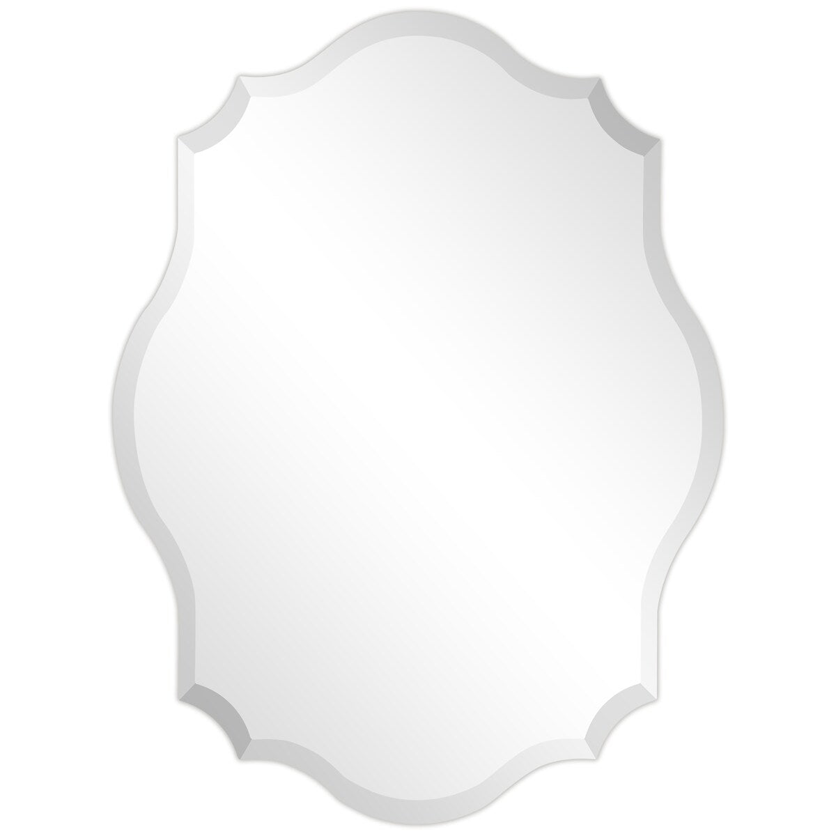 Miroir mural festonné élégant, oblong et biseauté, sans cadre