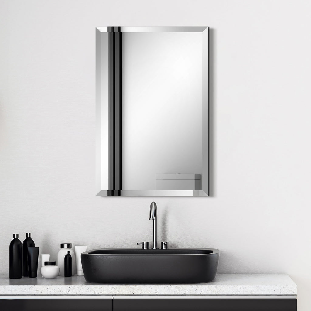 Frameless Beveled Prism Wall Mirror-Square/Rectangluar - Clear