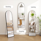 Full Length Arched Mirror with Shatter-Proof Glass & with Stand Aluminum Alloy Frame for Bedroom Cloakroom, Floor Standing