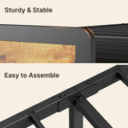 Cadre de lit plateforme en métal pour lit simple, double, queen ou king size avec tête de lit rembourrée et rangement