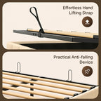 Cadre de lit relevable avec rangement, cadre de lit plateforme rembourré avec système de rangement hydraulique et tête de lit