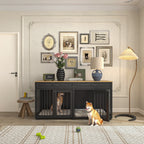 Cage pour chien de style meuble, niche en bois de 64,5 pouces pour grand chien