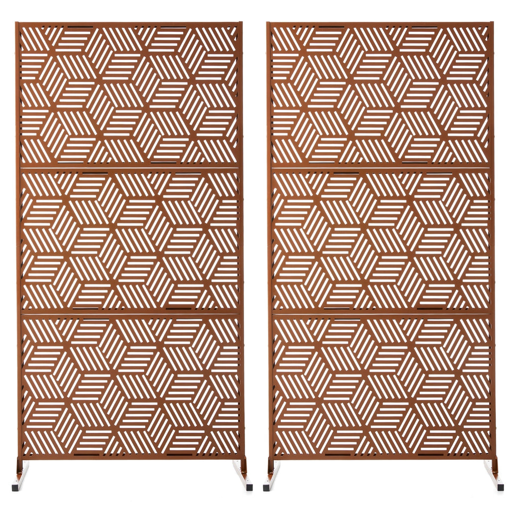 Paravent de confidentialité à 3 panneaux galvanisé à motifs floraux de 6 pieds de Glitzhome