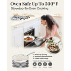 Batterie de cuisine Gotham Steel Cream 12 pièces, casseroles et poêles, en céramique ultra antiadhésive avec poignées isolantes