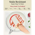 Batterie de cuisine Gotham Steel Cream 12 pièces, casseroles et poêles, en céramique ultra antiadhésive avec poignées isolantes