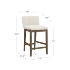 Tabouret de bar moderne Gracie, chaise rembourrée en boucle et pieds en bois brossé