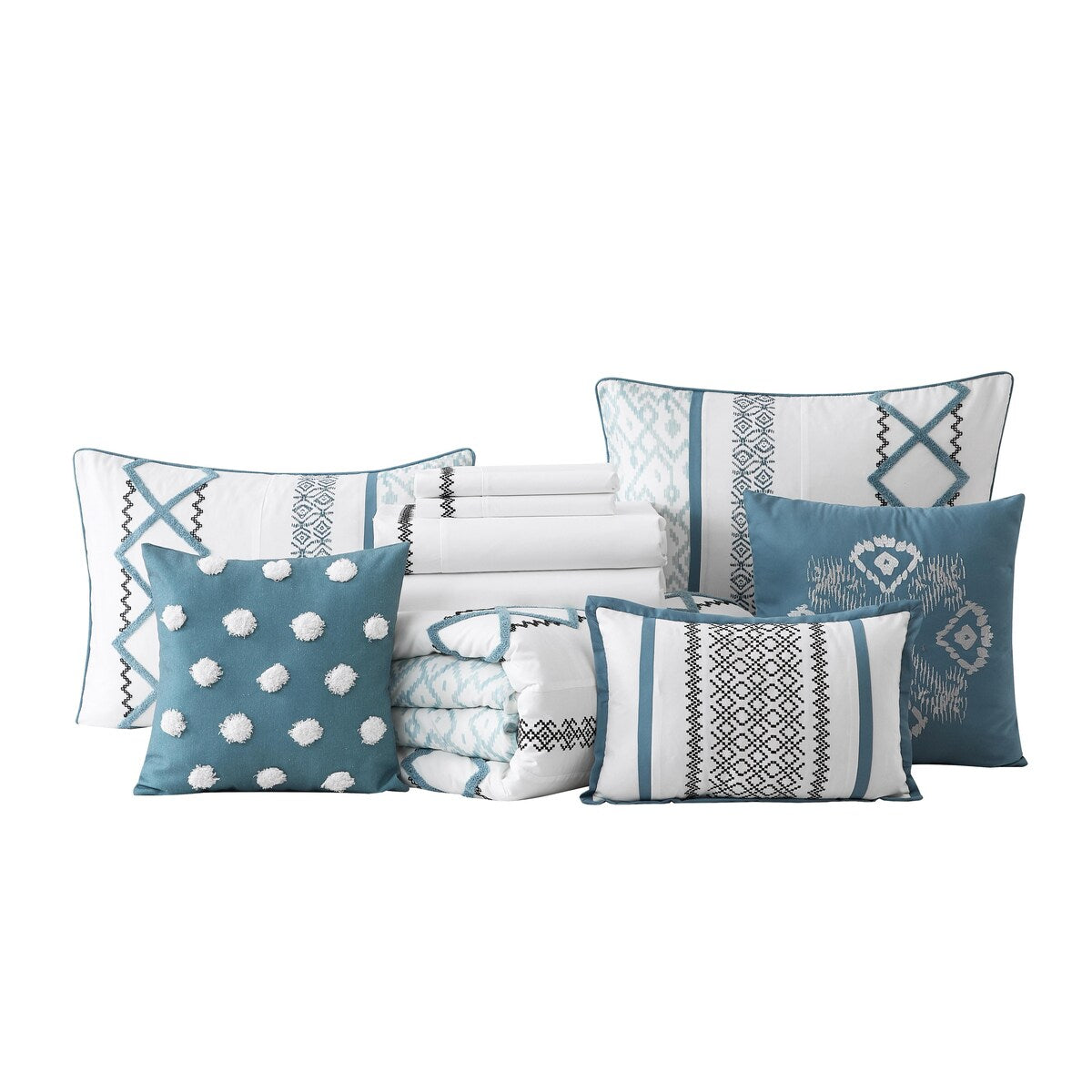 Ensemble de couette brodée bohème Nanshing Trina 15 pièces