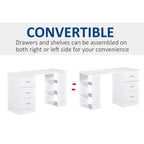 Bureau d'ordinateur moderne HOMCOM 47, bibliothèque, table d'écriture, poste de travail avec 3 tiroirs et étagère de rangement - Blanc