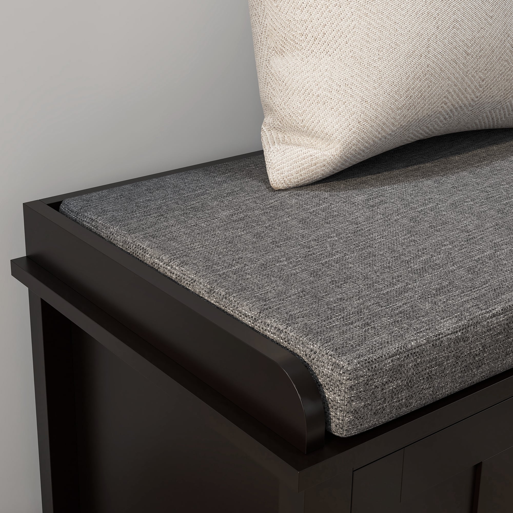 Banc à chaussures d'entrée HOMCOM avec rangement ottoman et étagères réglables, 6 compartiments et assise rembourrée, blanc/gris