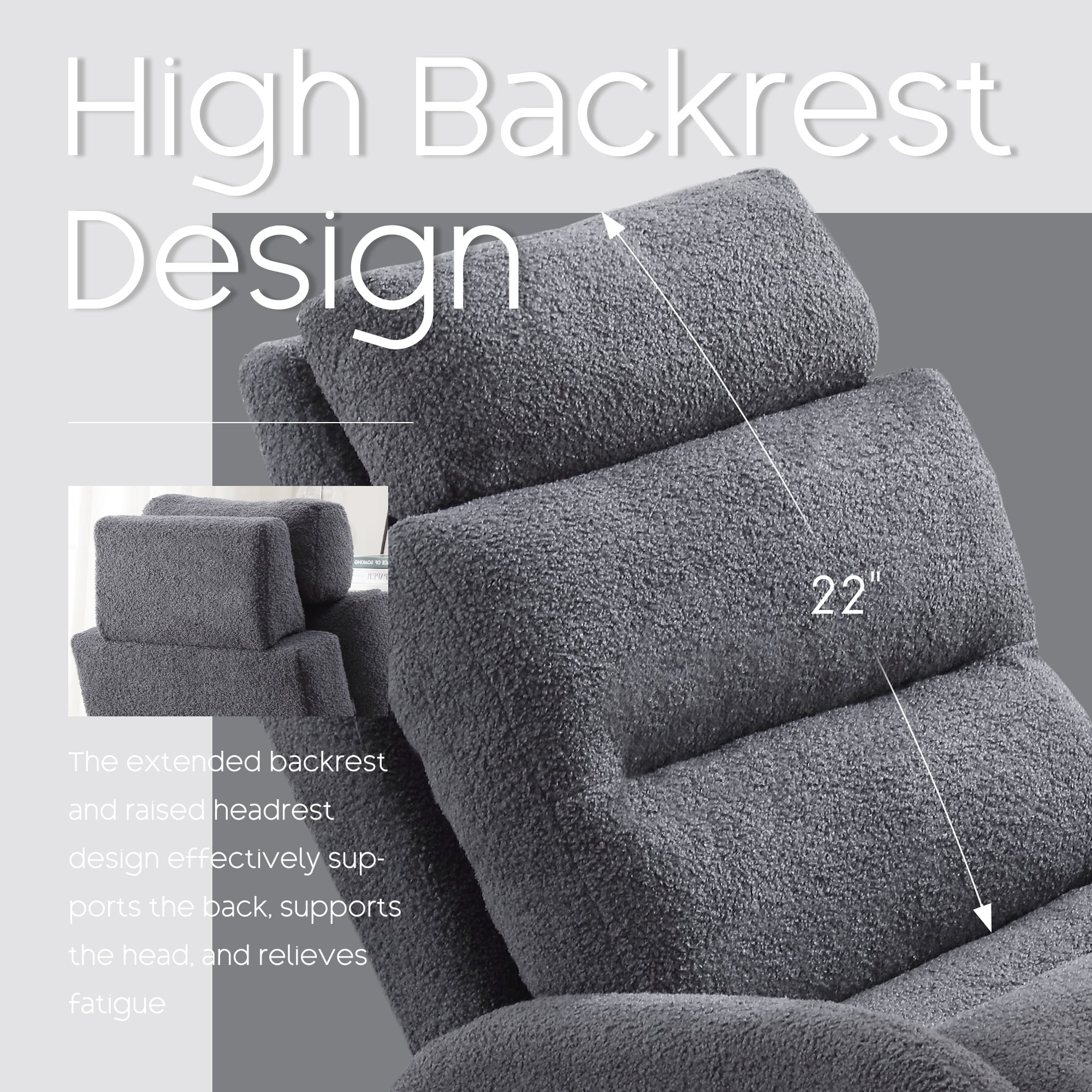 Fauteuil d'appoint HOMYKA avec dossier réglable et pouf de rangement