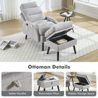 Fauteuil d'appoint HOMYKA avec dossier réglable et pouf de rangement