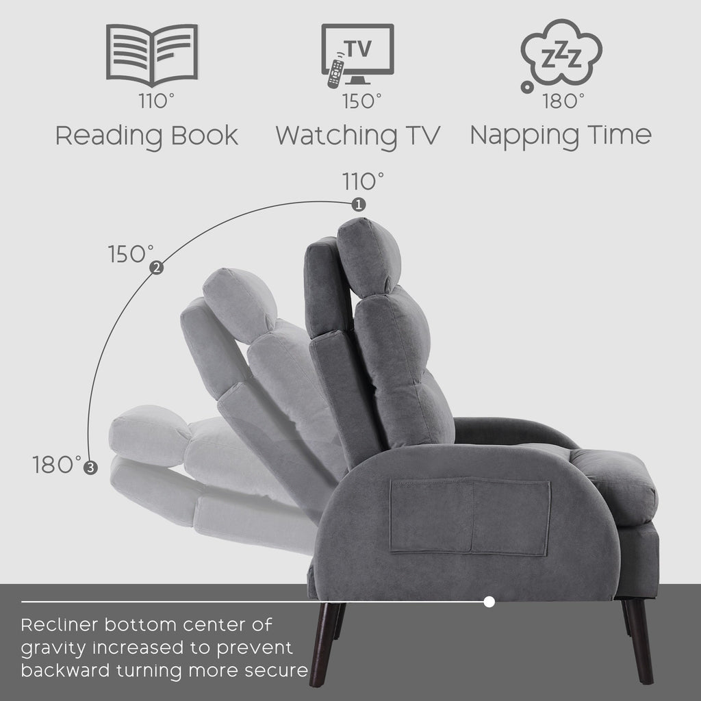 Fauteuil d'appoint HOMYKA avec dossier réglable et pouf de rangement