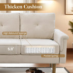 Canapé 3 places rembourré HOOOWOOO Mid-Century avec pieds en bois pour salon