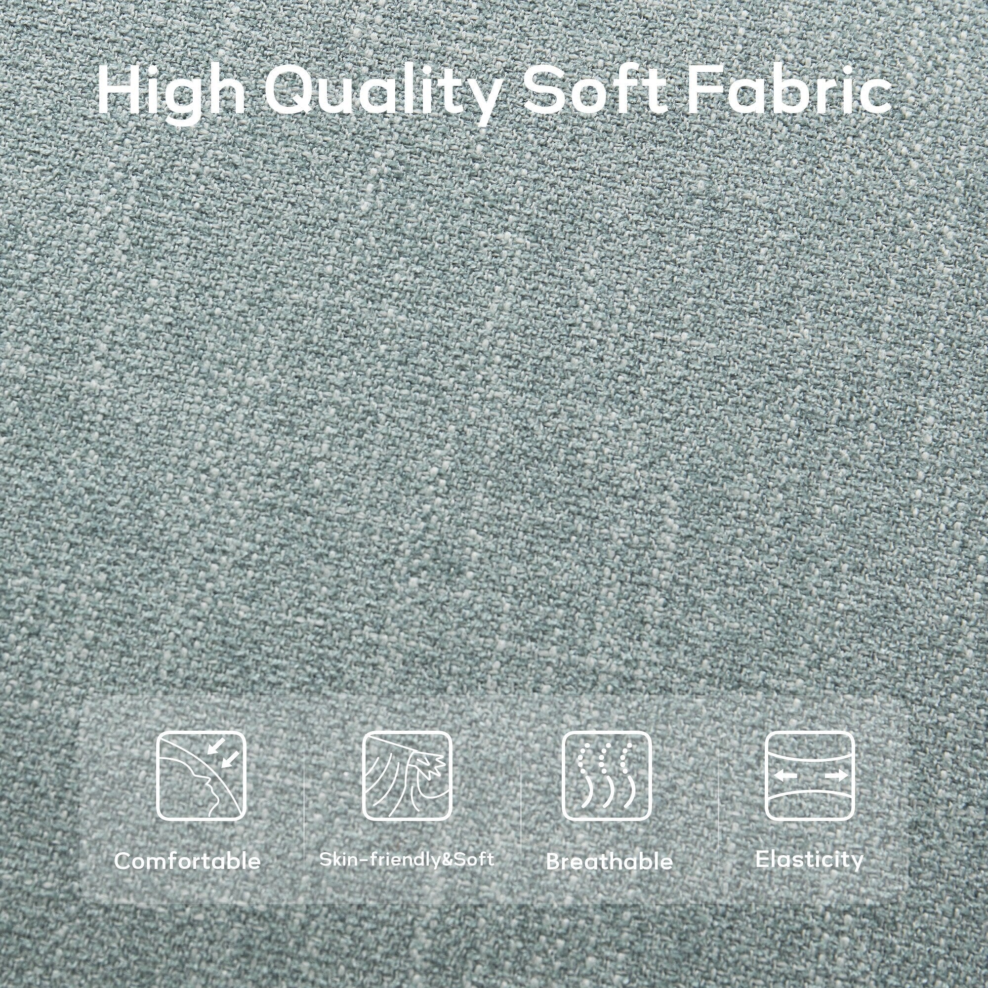 Banc d'entrée rembourré en tissu, banc de chambre pour bout de lit beige, bois massif 44 pouces