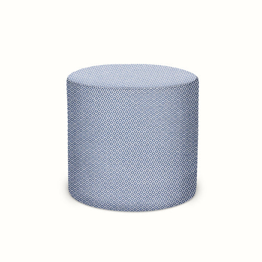 Pouf intérieur/extérieur en Peter Dunham Textiles Heera Indigo/Gris