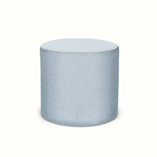 Pouf intérieur/extérieur en Peter Dunham Textiles Heera Blanc/Océan