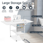 Table de bricolage réglable en hauteur avec étagères de rangement, table de découpe pliante mobile pour la maison, le bureau, la salle de couture, la salle d'artisanat