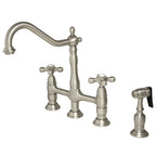Robinet de cuisine Kingston Brass Heritage Bridge avec douchette en laiton
