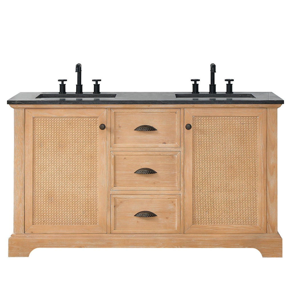 Meuble-lavabo Hervas avec plateau en marbre naturel sans miroir