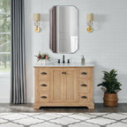 Meuble-lavabo Hervas avec plateau en marbre naturel sans miroir