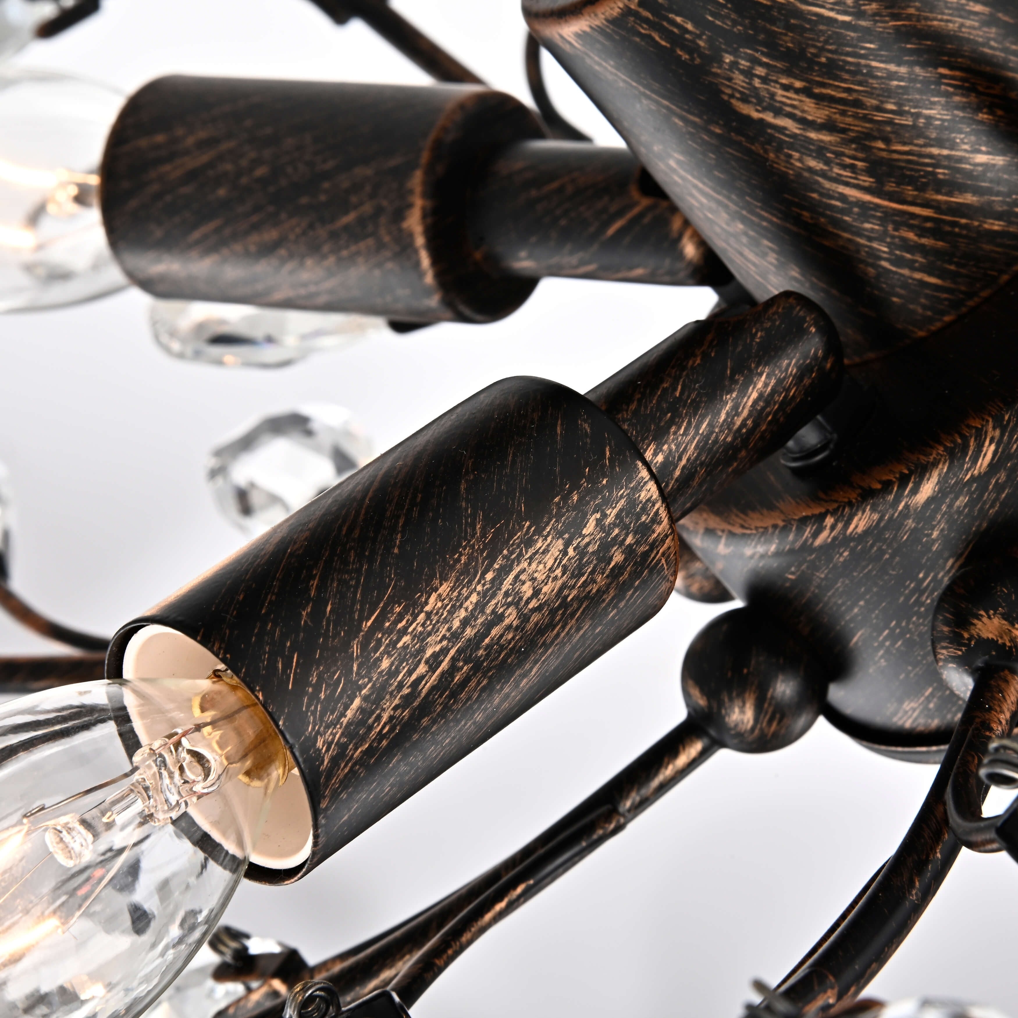 Plafonnier à 4 lumières en cristal avec feuilles de houx