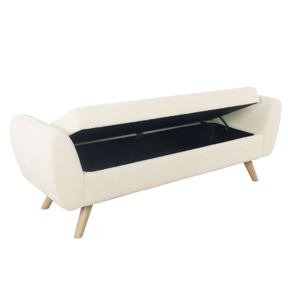 Banc de rangement moderne Sherpa avec pieds en bois HomePop