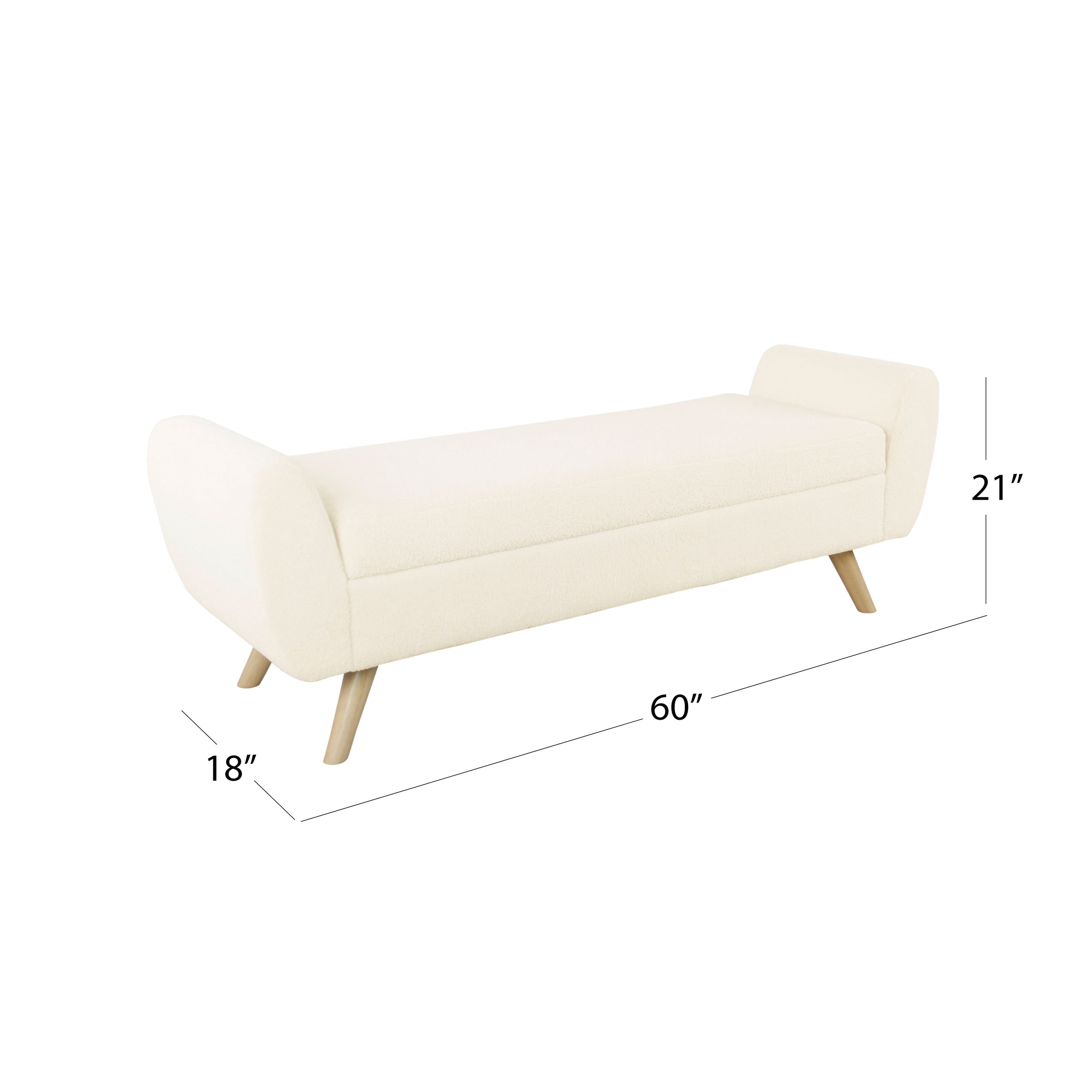 Banc de rangement moderne Sherpa avec pieds en bois HomePop