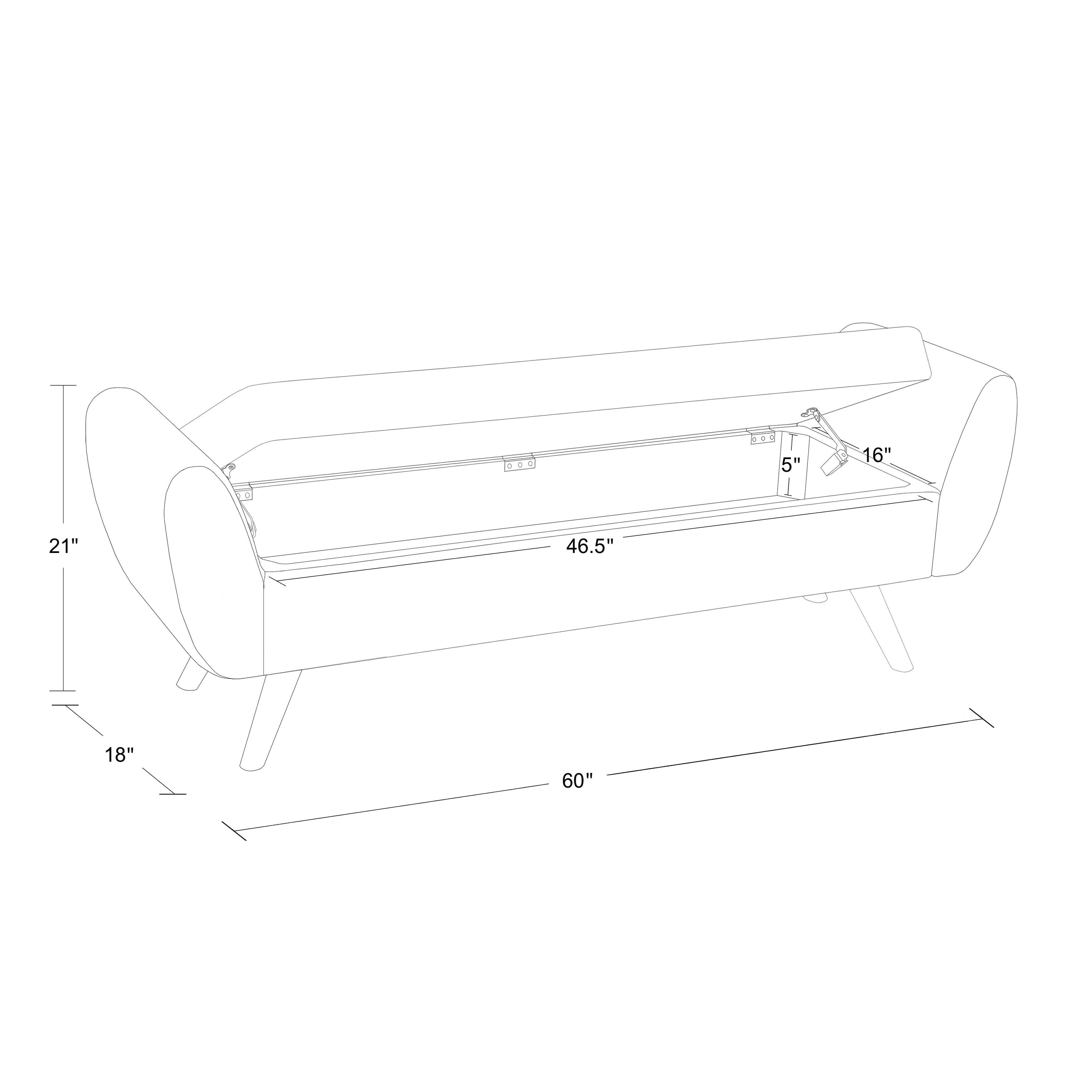 Banc de rangement moderne Sherpa avec pieds en bois HomePop
