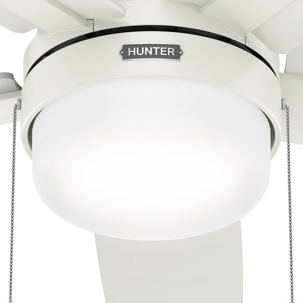 Ventilateur de plafond à profil bas Hunter 52 Anisten avec éclairage LED et chaînette - Moderne, contemporain, transitionnel