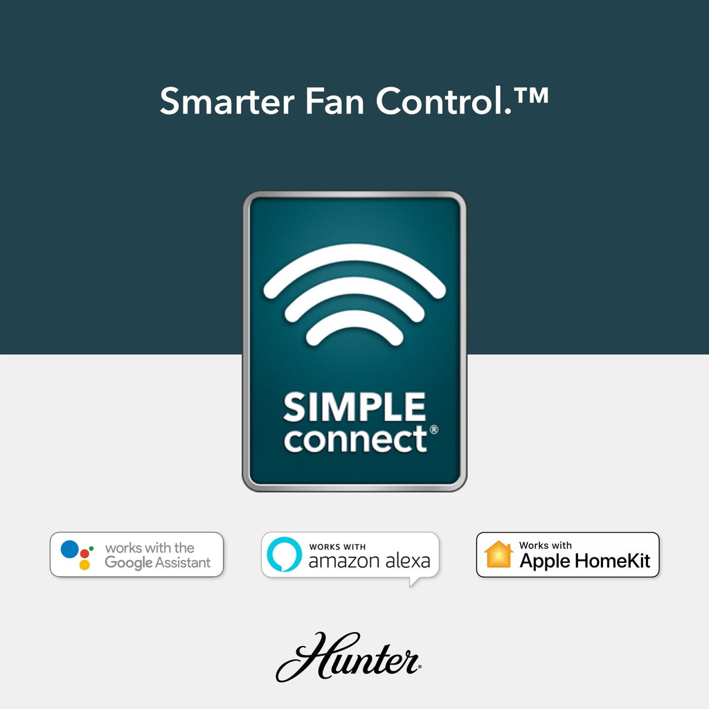 Ventilateur de plafond Hunter WiFi Whittington avec lumière LED, télécommande portable - Moulin à vent - Industriel, Ferme, Rustique - VENTILATEUR INTELLIGENT !