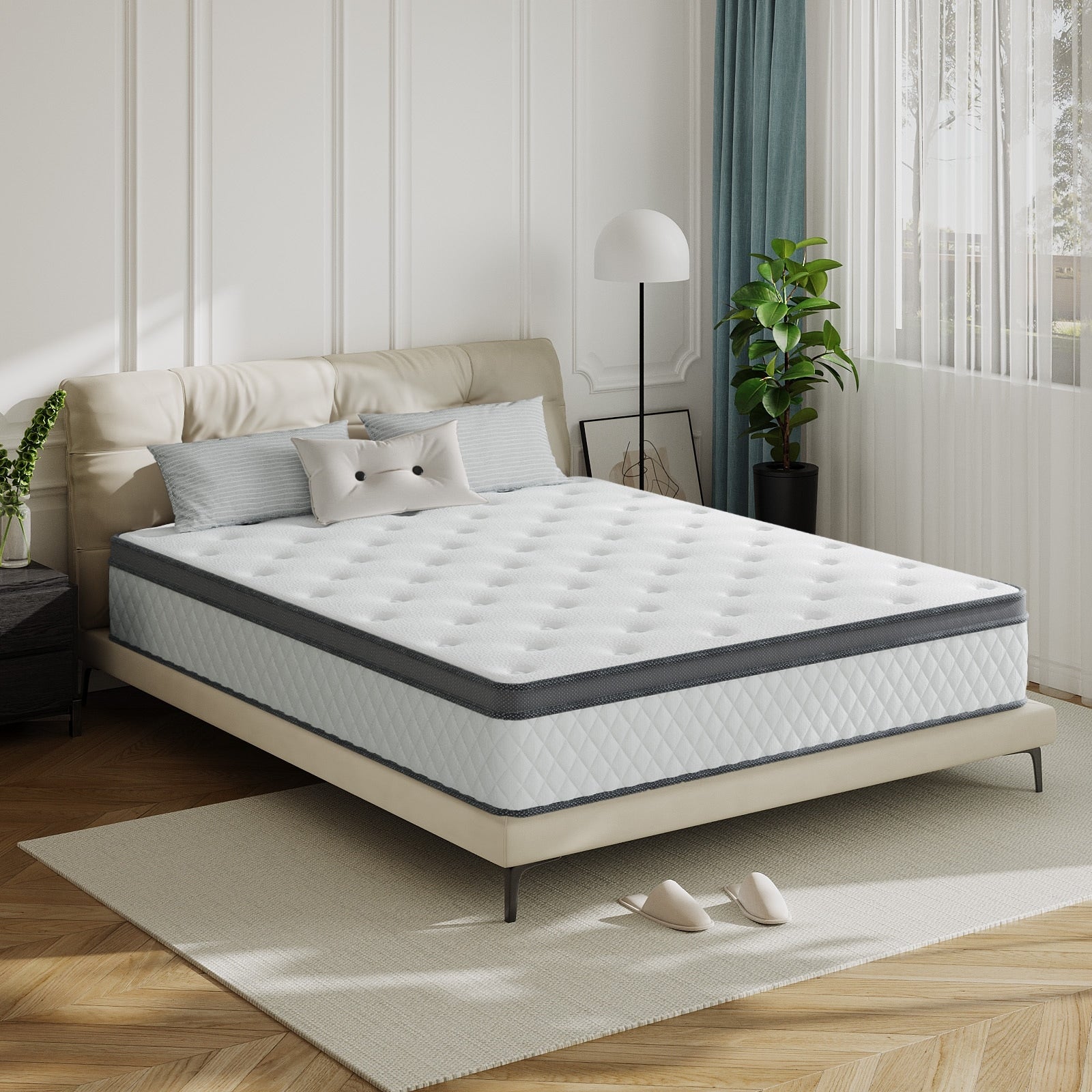Matelas hybride en mousse à mémoire de forme SweDrea de 12 po de taille moyenne avec CertiPUR-US et Oeko-TEX, doté d'une absorption au charbon de bambou.